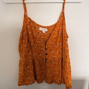 Women's Flowy Spaghetti Strap Floral Burnt Orange Tank Top